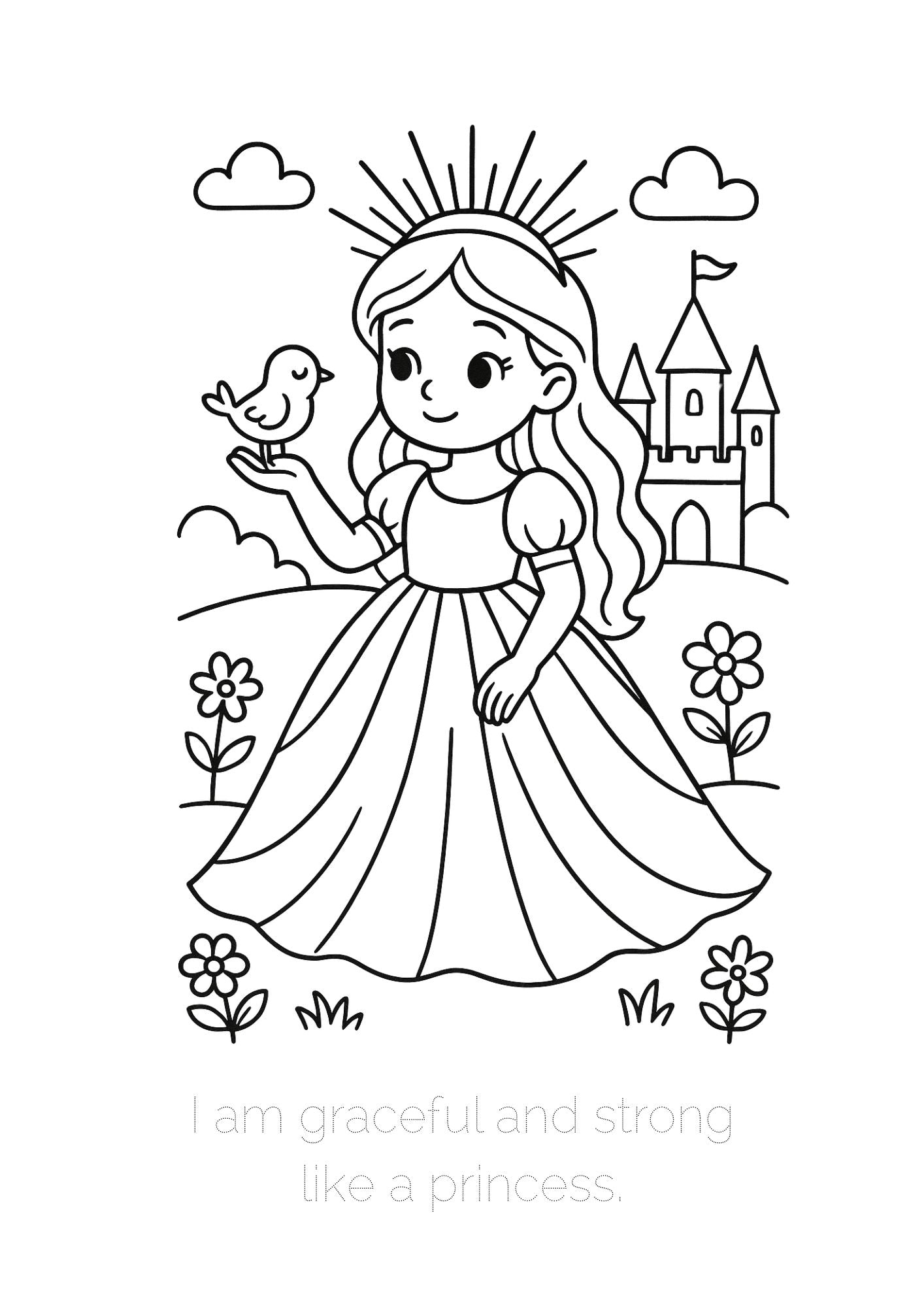 Magical Kingdom coloring book with affirmations