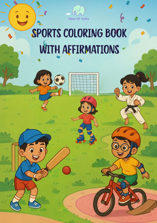 Sports coloring book with affirmations