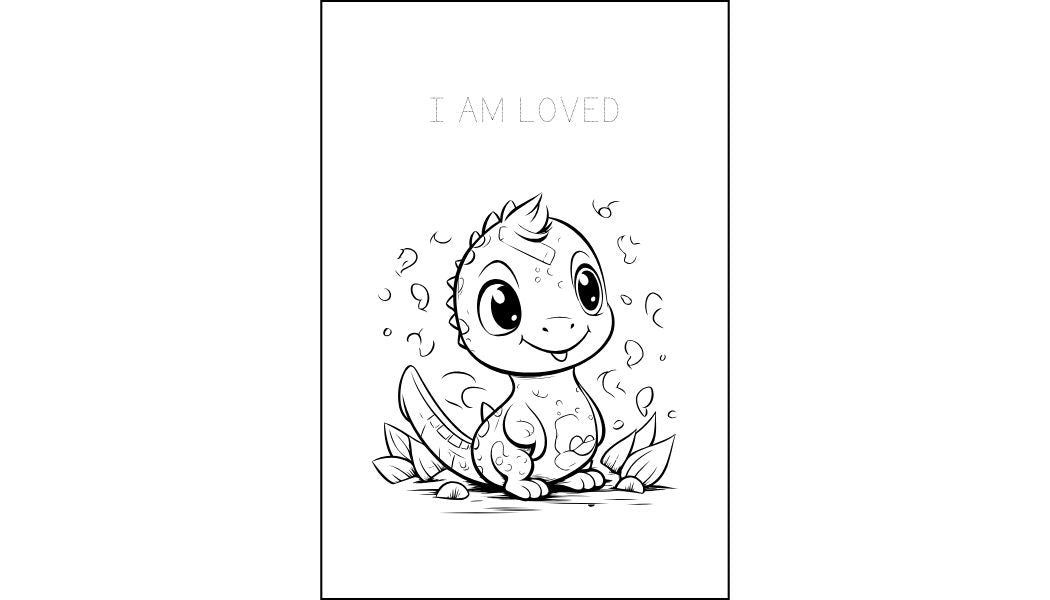 Dinosaur Coloring book with affirmations