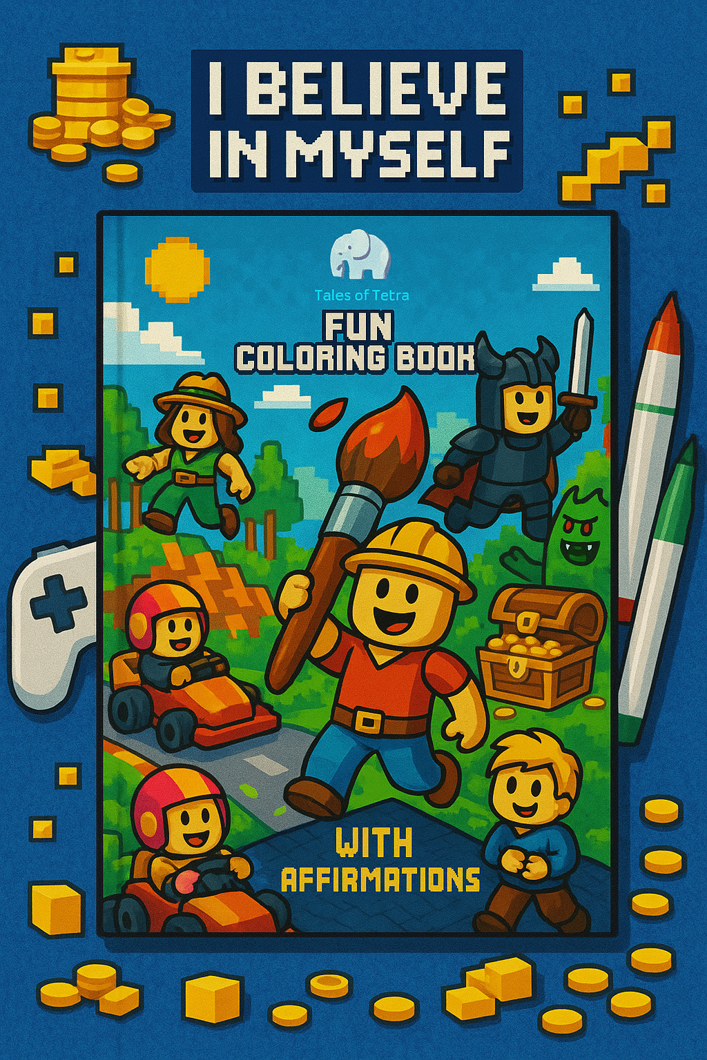 Roblox Themed Coloring Book with Affirmations for Kids