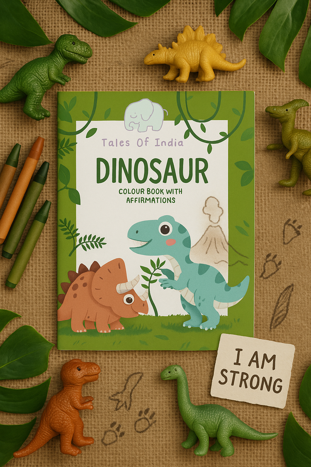 Dinosaur Coloring book with affirmations