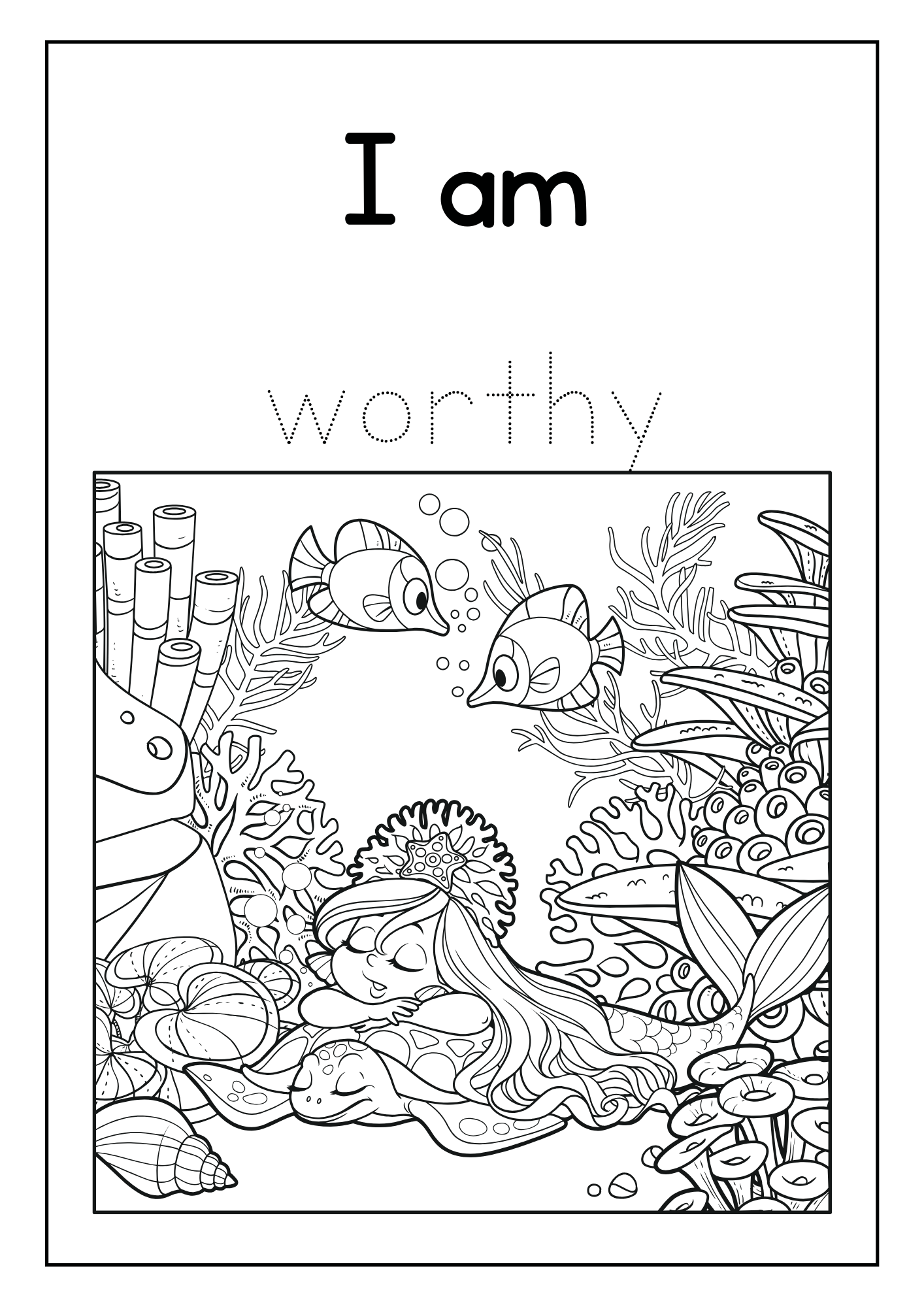 Mermaid Coloring book with Affirmations