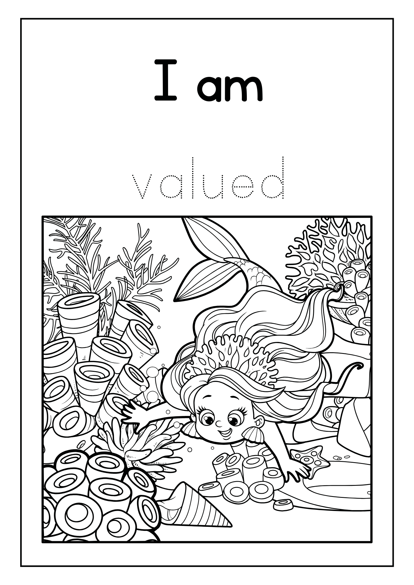 Mermaid Coloring book with Affirmations