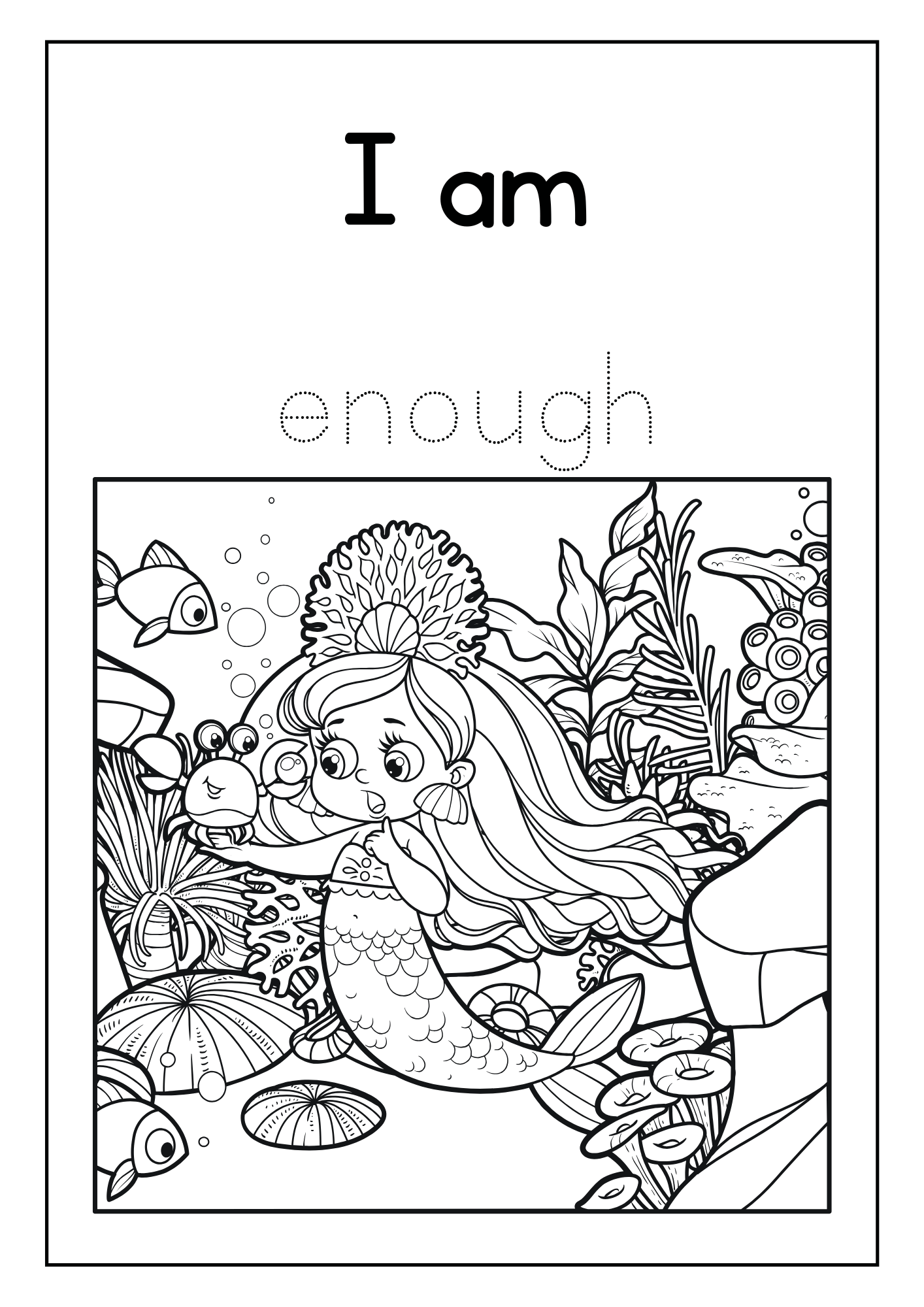 Mermaid Coloring book with Affirmations