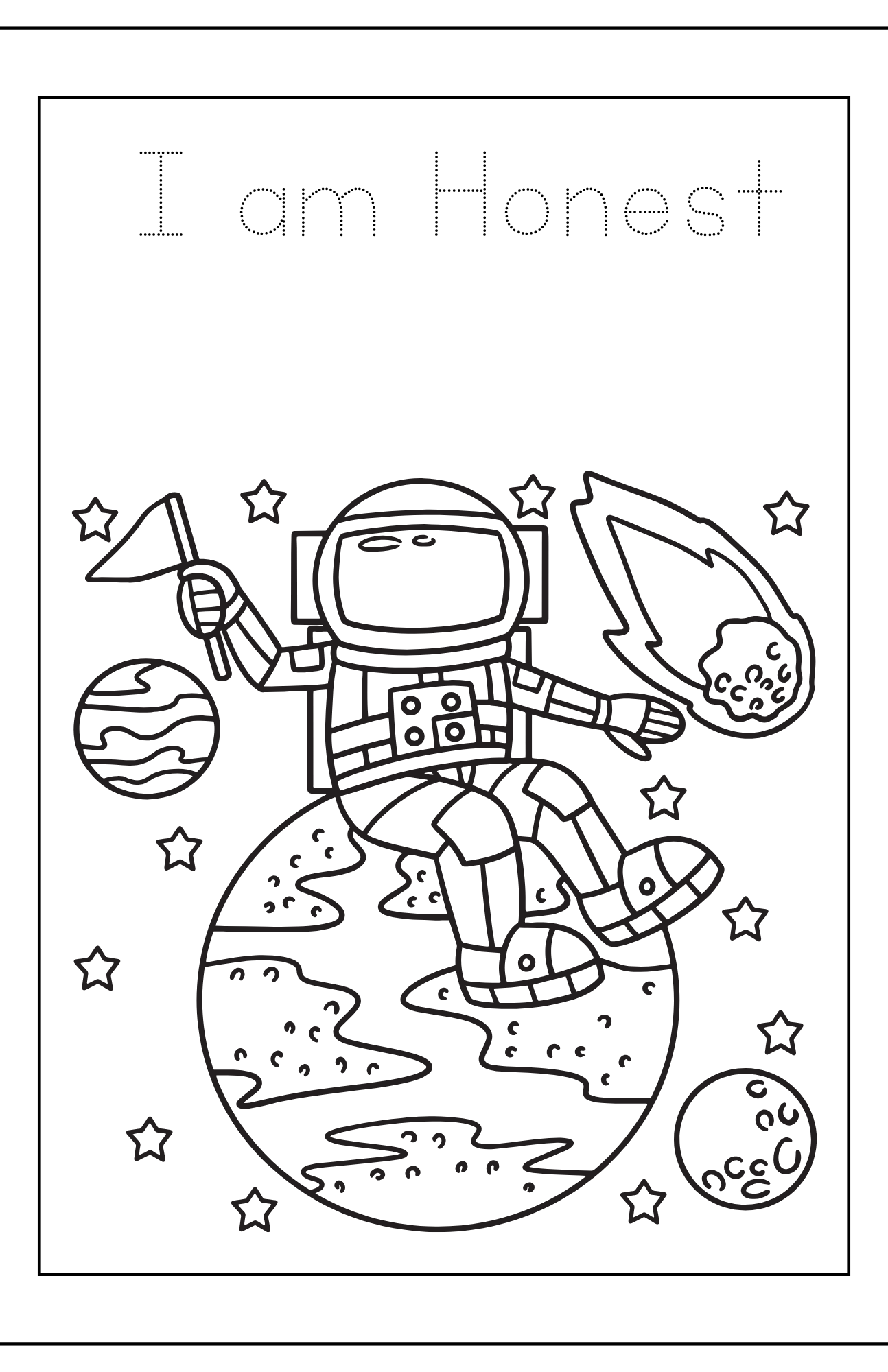 Space Coloring Book with affirmations