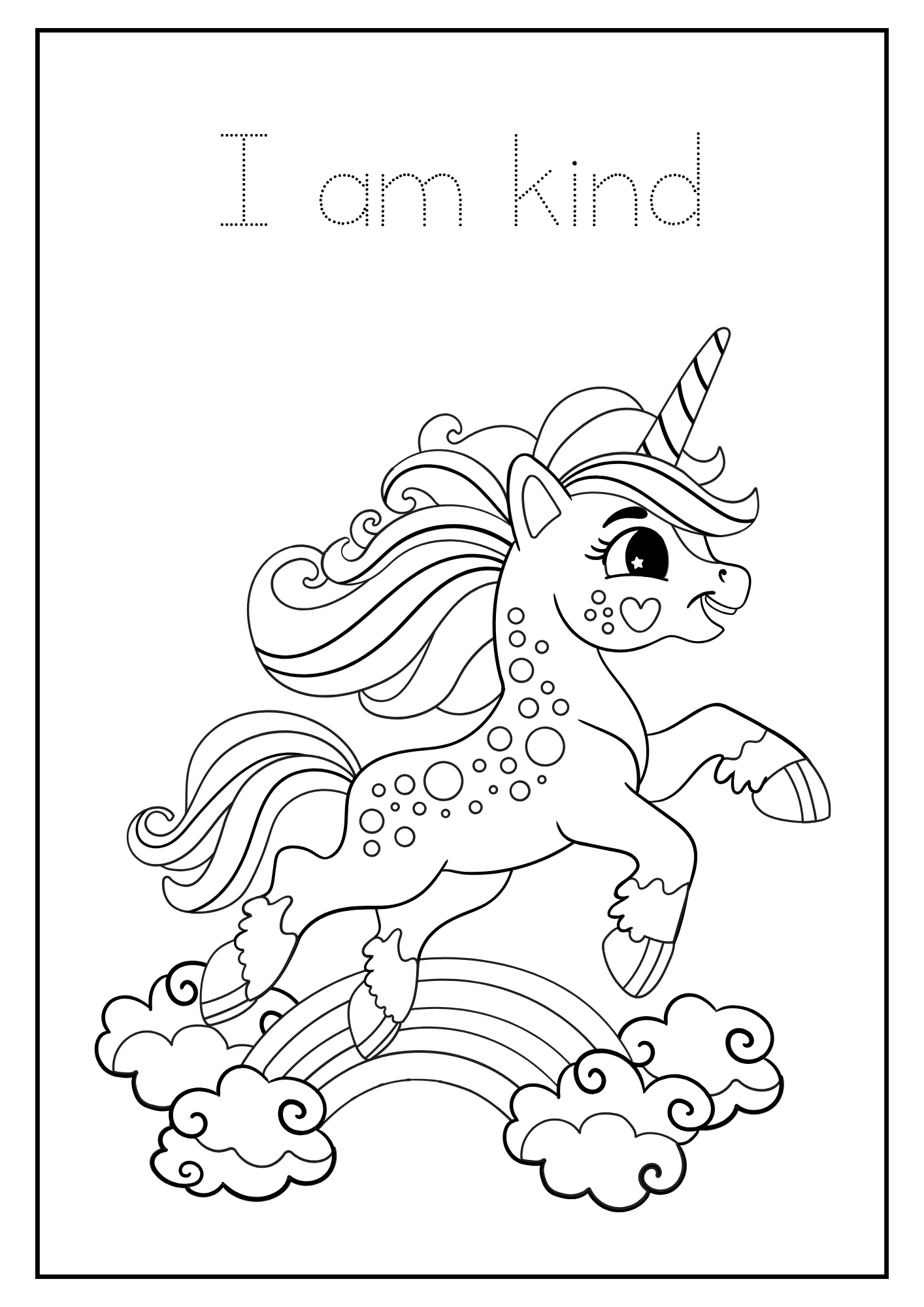 Unicorn coloring book with affirmations